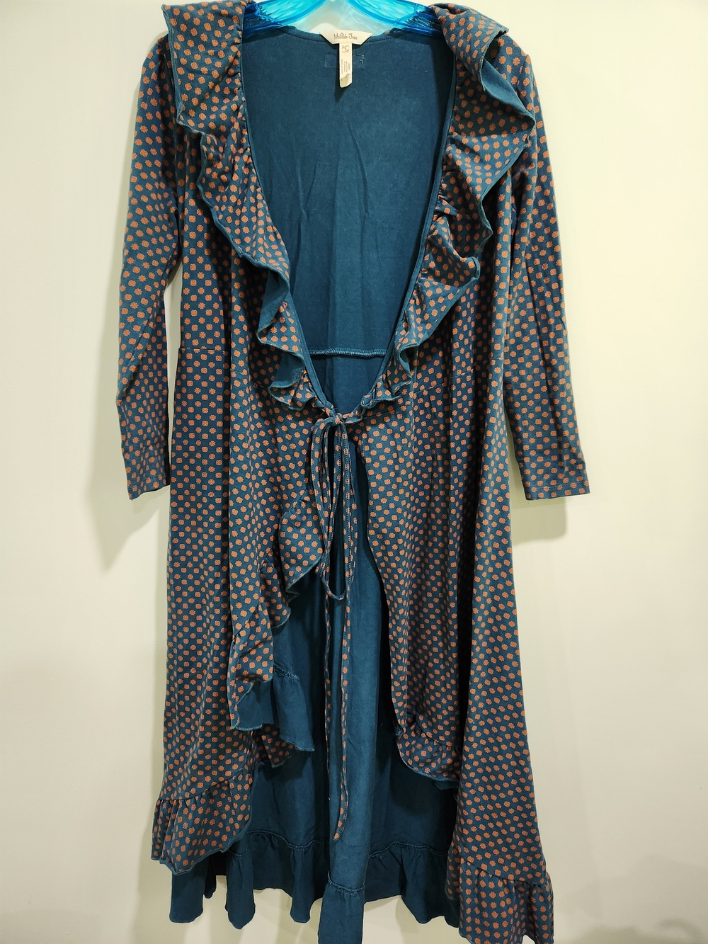 Matilda Jane Teal & Rust Polka Dot Ruffle Tie Robe